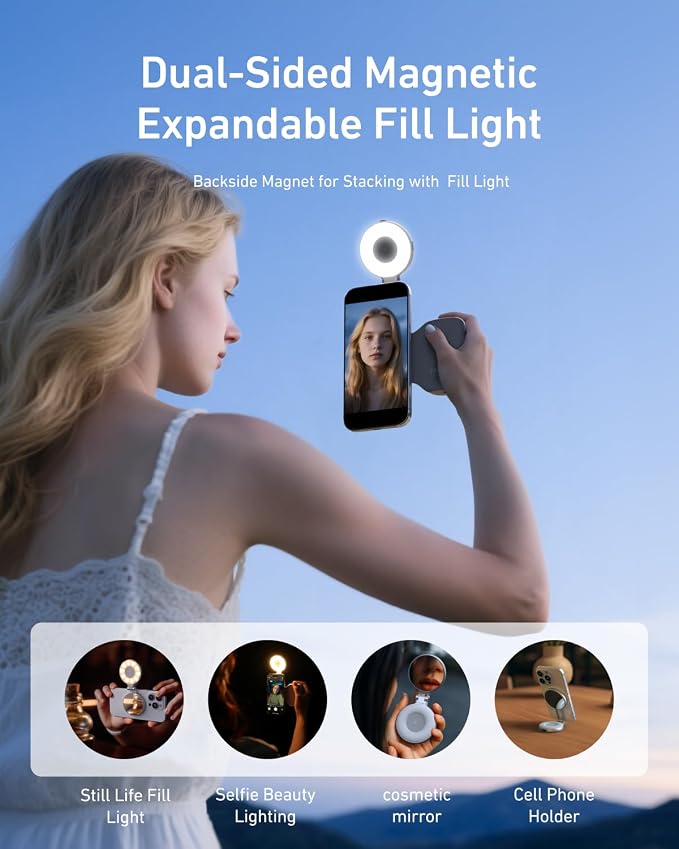 TELESIN Fun Shot Magnetic Phone Camera Grip + C03 Magnetic Selfie Light Bundle