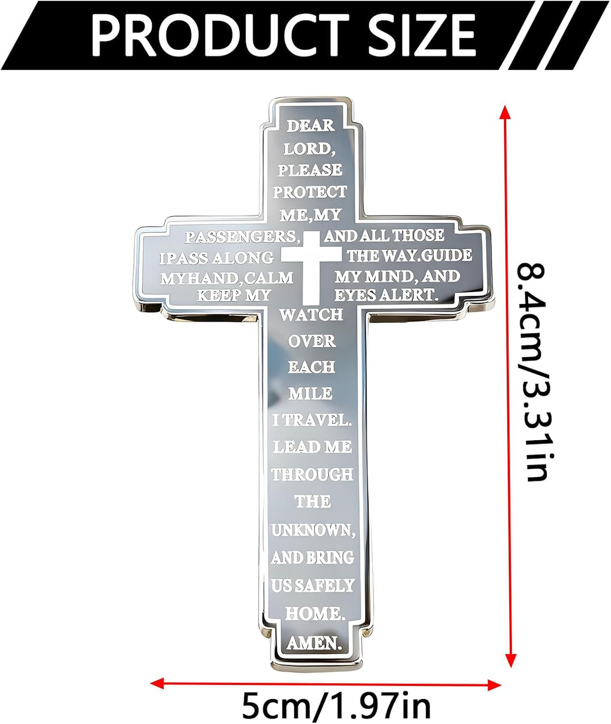 2 Pack Drive Safe Visor Clip for Car, Christian Cross Car Accessory, Religious Cross Visor Ornament for Drivers, Spiritual Car Charm Gift Idea, Silver