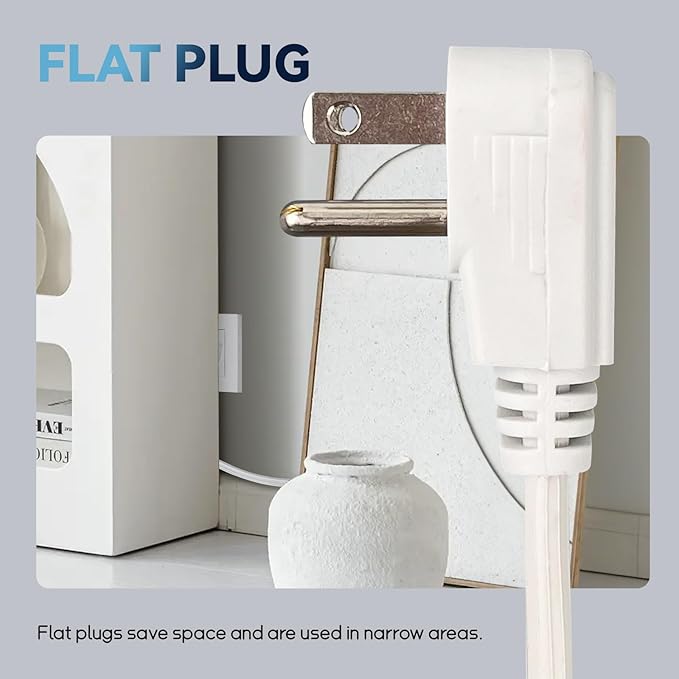 EP 6 Ft Heavy Duty Appliance Extension Cord - 14 Gauge 3 Prong SPT-3 Cable Wire, Ideal for Air Conditioners, Refrigerators, and Major Appliances - Indoor Use, White