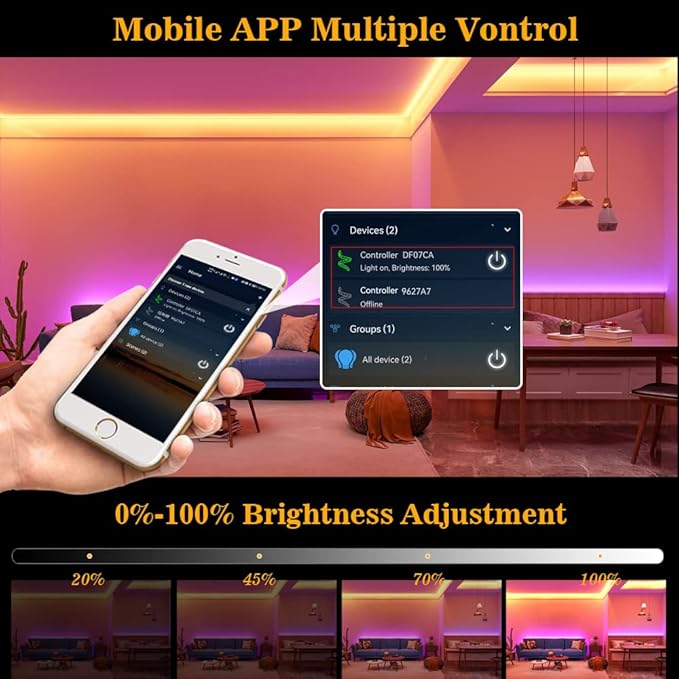 INDARUN RGB COB Led Strip Light 16.4FT/5M, 576Leds/M, 24V Color Changing Led Strip Lights Dimmable with APP Control, Music Sync, Alexa/Google Compatible, Flexible Led Tape Light for Room Decor