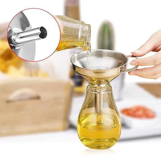 5.5-Inch 14CM Stainless Steel Kitchen Funnel with Strainer Filter for Transferring of Liquid Dry Ingredients and Metal Cooking Funnel