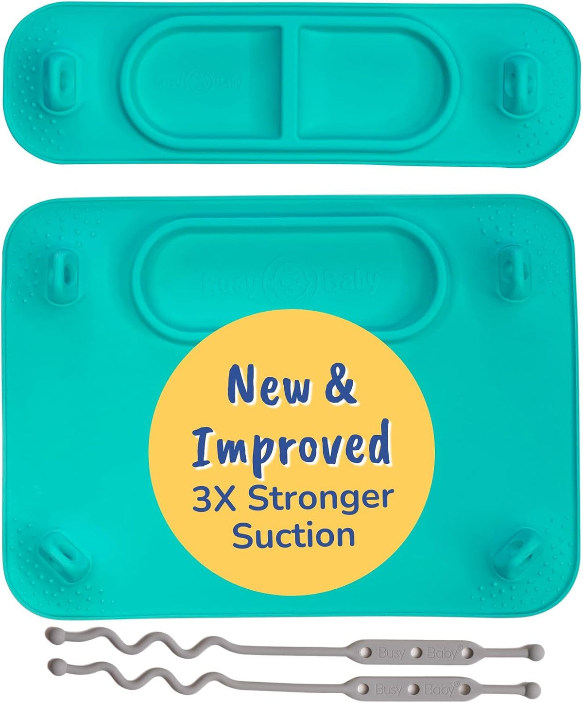 Busy Baby Silicone Mat NEW Suction Cups With 4 Straps (Spearmint)