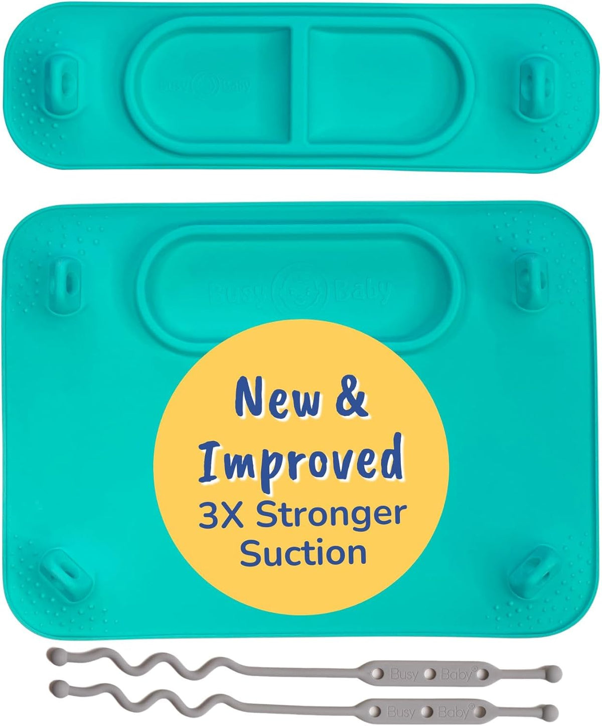 Busy Baby Mini Mat NEW Suction Cups with 2 Straps Baby Led Weaning (Blue)