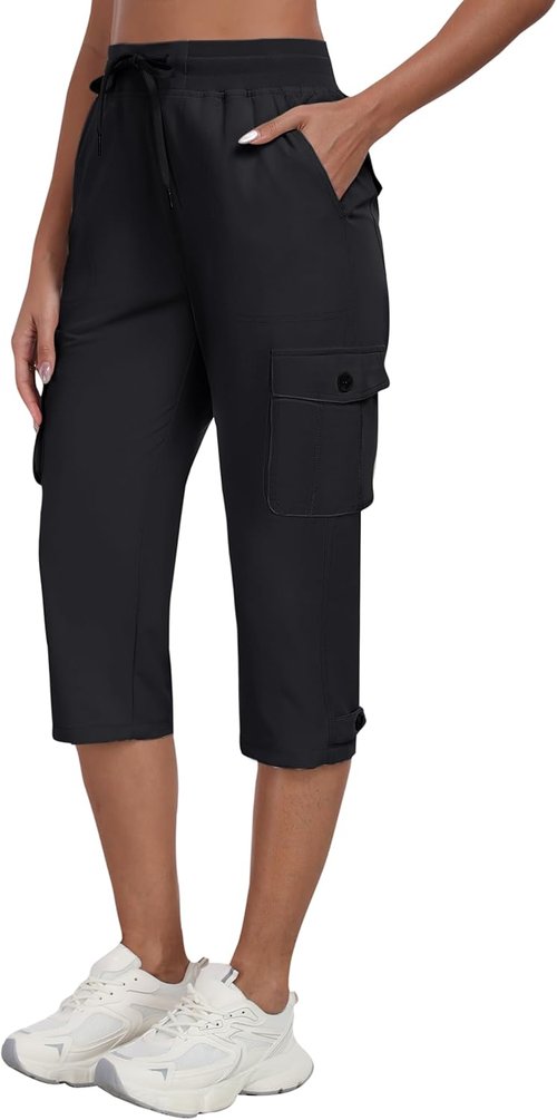 MoFiz Women's Cargo Capris Pants - Lightweight Quick-Dry Travel & Hiking Pants | Summer Comfort