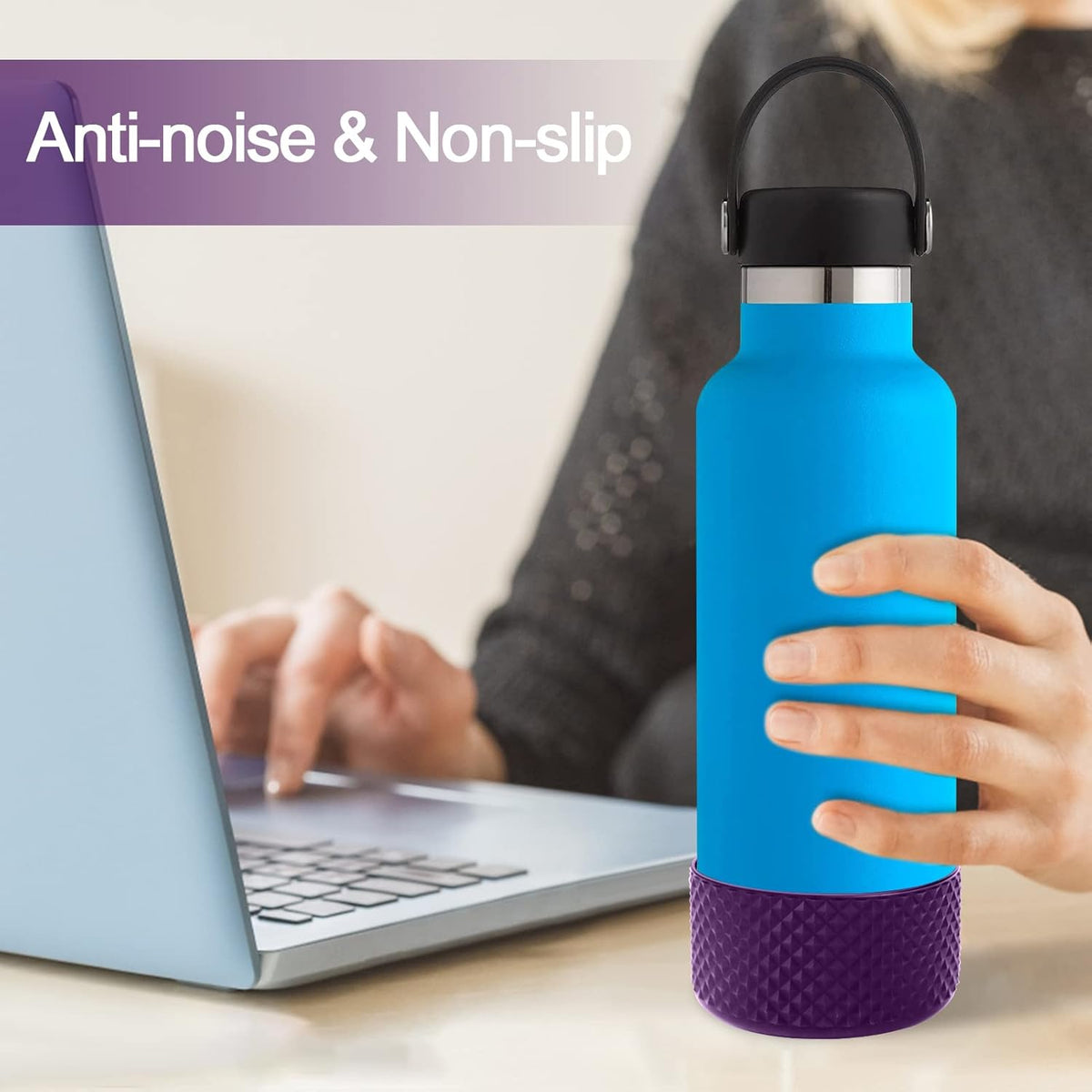 WUQID Silicone Water Bottle Boot - Diamond Design Sleeve Cover for Stanley & Hydro Flask | Fits 12-40oz Bottles