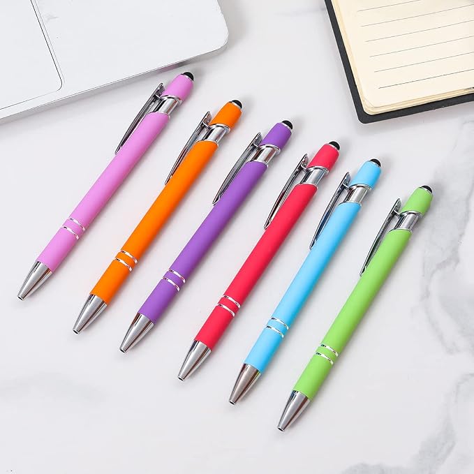 Oddmoal Ballpoint Pen with Stylus Tip, Soft Touch Click Metal Pen, 1.0mm Medium