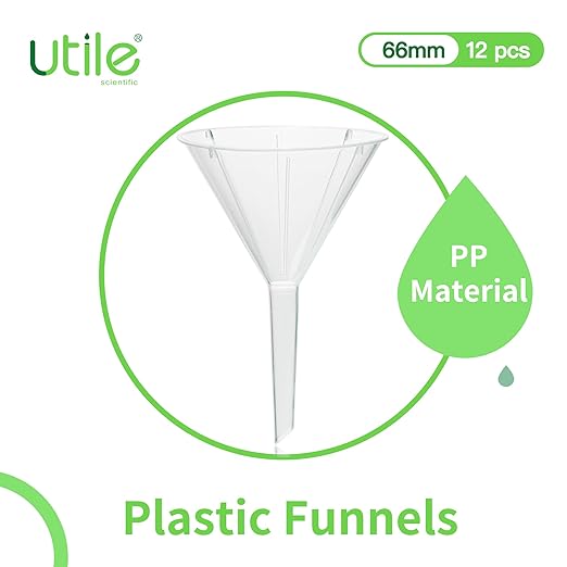Utile 12pcs Plastic Analytical Funnel Set, PP Material, Top Diameter 64mm, Small Funnel for Lab Bottles, Recreational Activities, 4512.0014.12