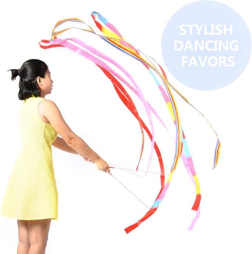 Novelty Place Dance Ribbons Streamers - 6.6Ft Kids' Gymnastics Ribbon Wands | Perfect for Talent Shows & Artistic Dancing (10Pcs or 2Pcs)