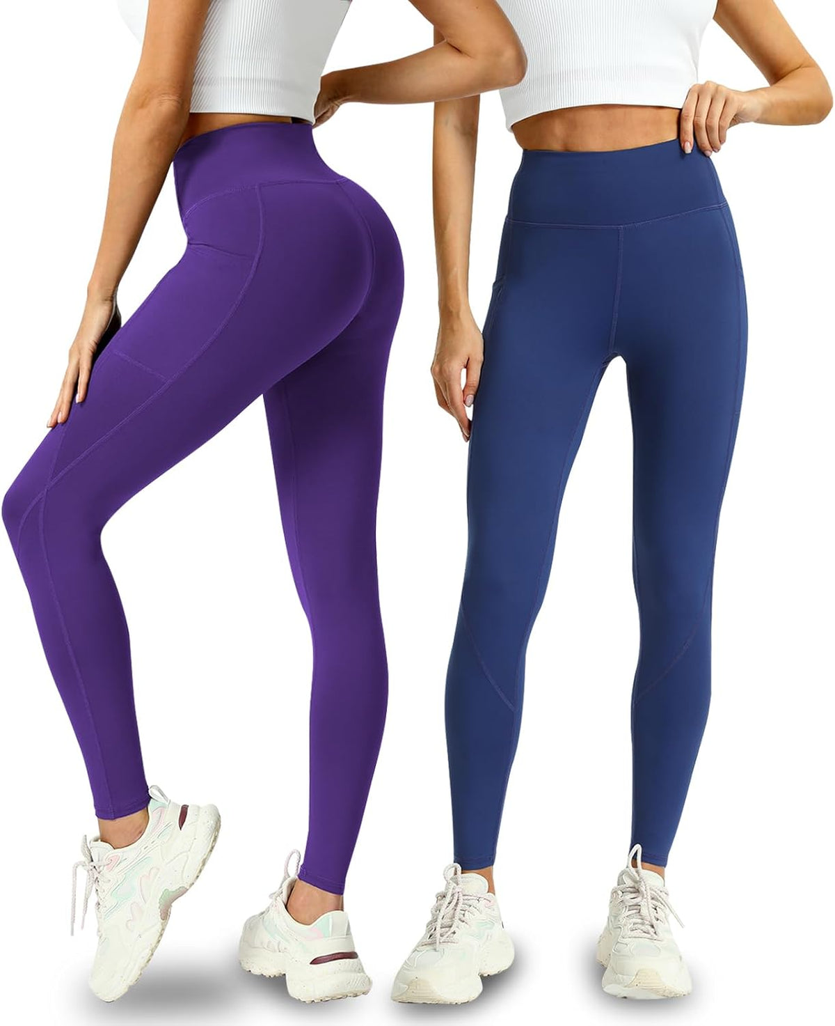 Skiennix High Waisted Leggings with Pockets - Tummy Control Yoga Pants for Women | 4 Pack