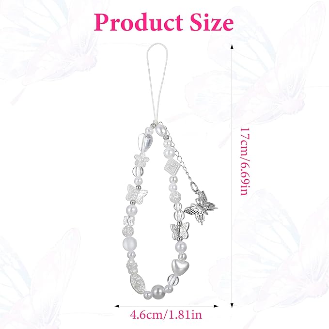 Beaded Camera Wrist Strap Butterfly Cellphone Lanyard Strap Y2K Phone Charms