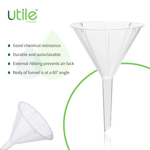 Utile 6pcs Plastic Analytical Funnel Set, PP Material, Top Diameter 70mm, Small Funnel for Lab Bottles, Recreational Activities, 4512.0015.6