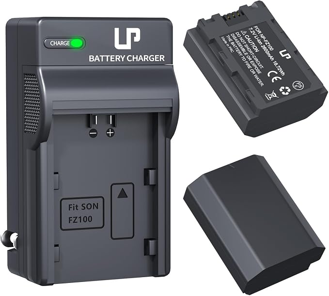 LP NP-FZ100 Battery and Charger, 2600mAh 2-Pack Replacement Battery