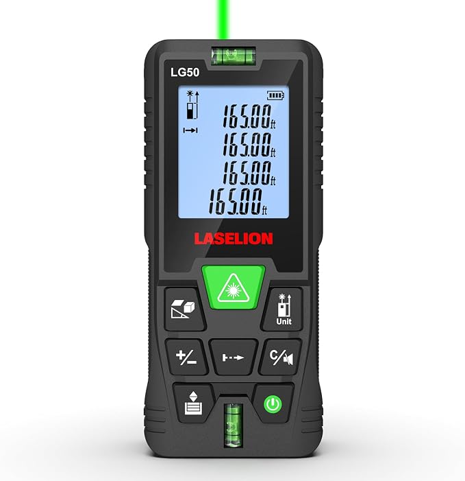 LASELION Laser Measurement Tool, 165ft Green-Beam Laser Measure Device Portable