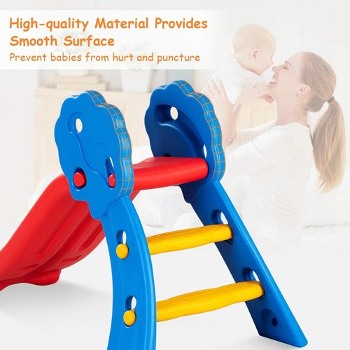 Baby Joy Folding Slide - Indoor Plastic Play Slide Climber for Kids | Floral Rail Design