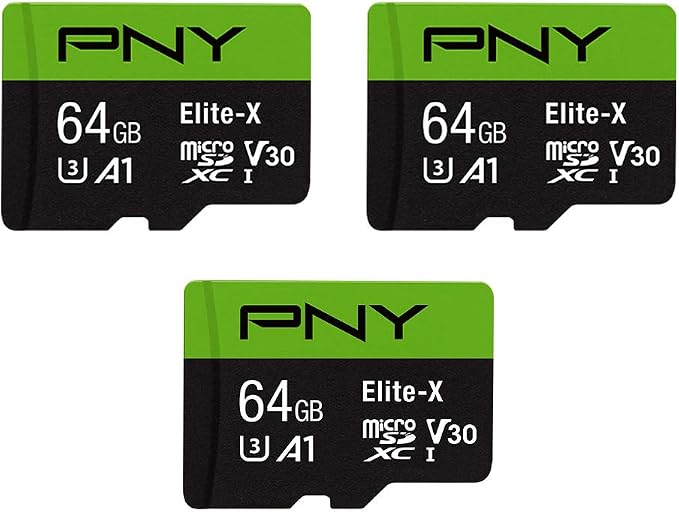 PNY 64GB Elite-X Class 10 U3 V30 microSDXC Flash Memory Card, Class 10