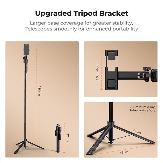 K&F CONCEPT 71“ Face Tracking Tripod, Auto Face Tracking Selfie Stick, Auto