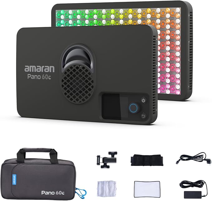 amaran Pano 60c Kit, Compact 60W RGBWW Full Color Panel Light, Support USB-C PD