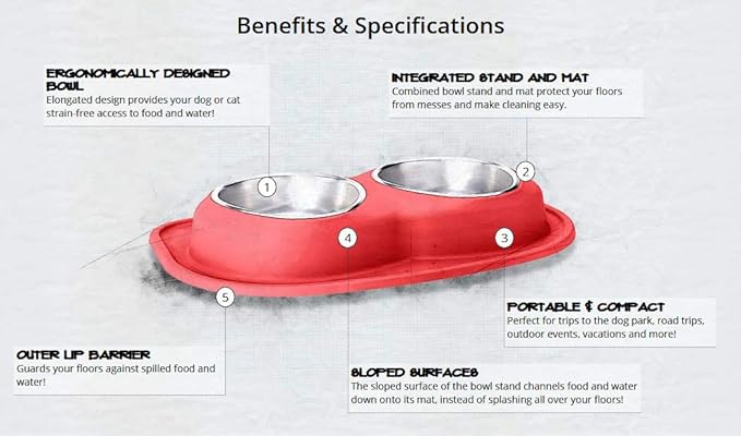 WeatherTech Double Low Pet Feeding System - Compact and Portable Dog/Cat Food and Water Station - 16 oz (2 Cups) Dark Grey (DL1602DG)