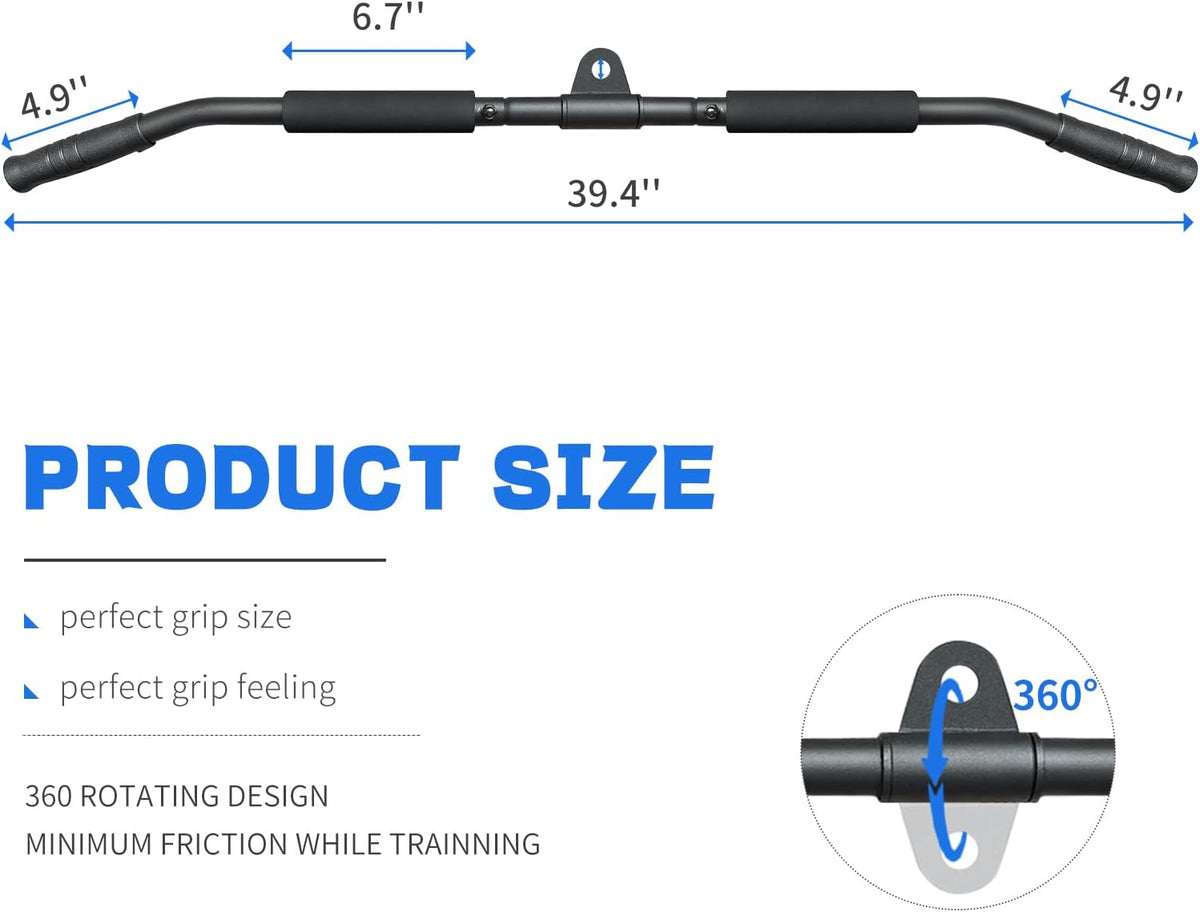 Rotating LAT Pull Down Bar by [Brand Name] - 39.4'' Cable Attachment for Gym Pulley System