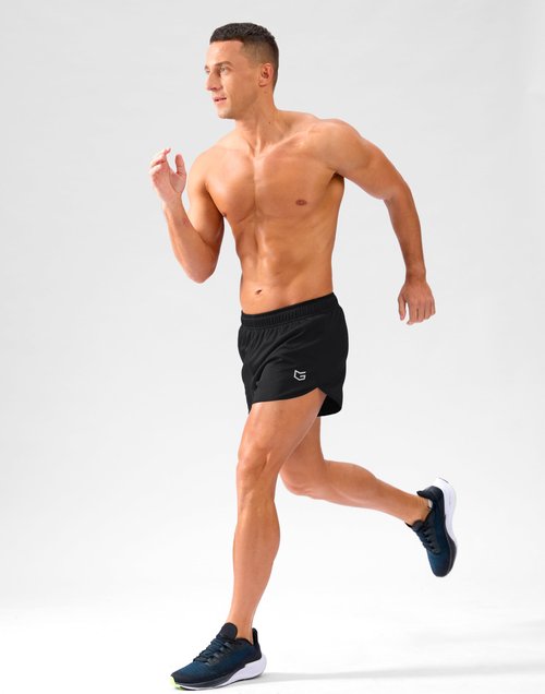 G Gradual Running Shorts for Men 3.5 inch Lightweight Breathable Gym Shorts with Brief Liner Athletic Training Workout Sport, Black, Medium