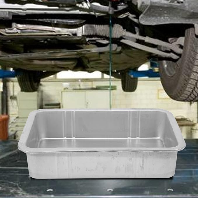 Hapivida Oil Drain Pan, Heavy-Duty Leakproof Metal Oil Change Container with Wide Opening 3-4L Capacity Universal Fit for Cars Motorcycles Boats Garage Maintenance