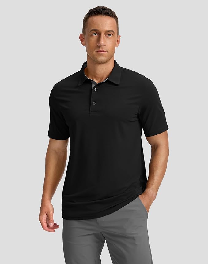 Men's Golf Shirts Dry Fit Moisture Wicking Performance Short Sleeve Collared Polo Shirts for Casual Athletic Business