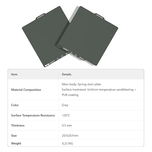 FYSETC 3D Printer Accessories 256mm Build Plate: Gray A1 257X257mm Dual Side