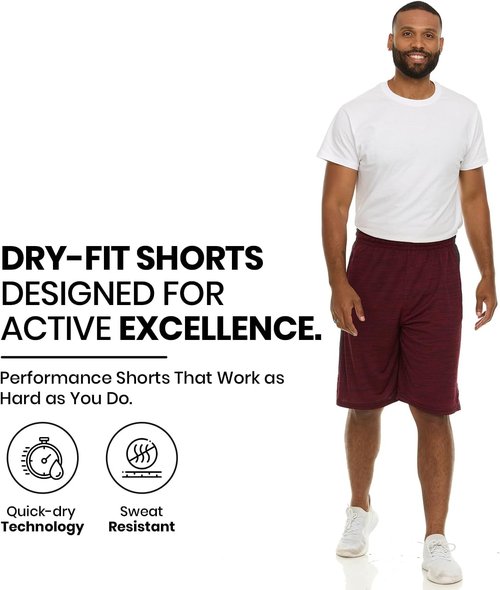 Men's Dry-Fit Performance Shorts - 5 Pack | Sweat Resistant Athletic Wear