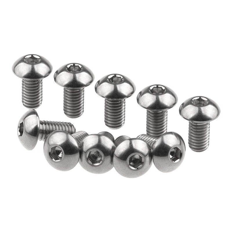 Wanyifa Titanium Ti Water Bottle Cage M5x8 10 12 15mm Bolt Button Head Allen Key Screws Pack of 10 (Silver, M5x10mm)