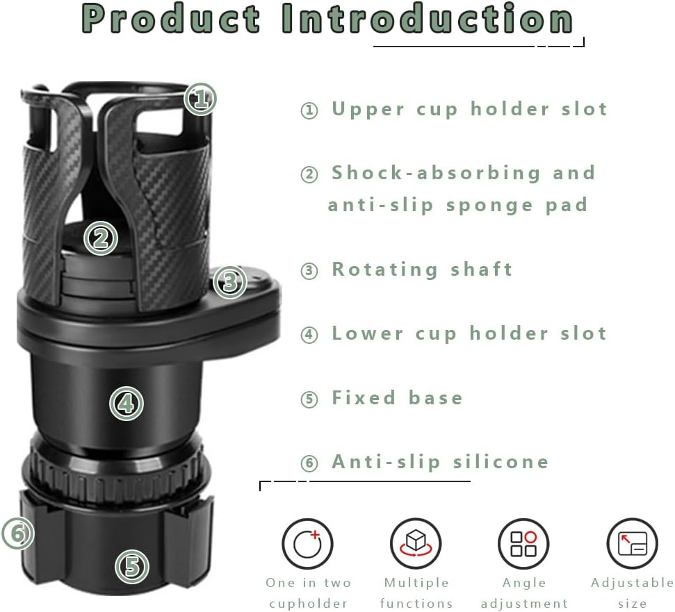 Car Cup Holder for Ford Explorer 2000-2026, 2-in-1 Dual Layer Car Cup Holder Expander 360° Rotation Large Capacity Storage Adjustable Base