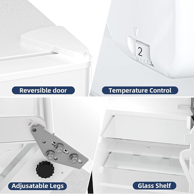 Antarctic Star Compact Mini Fridge with Freezer,Double Door with Adjustable Thermostat,Small Fridge Removable Shelves for Dorm/Office,2.5 Cu.Ft,WHITE
