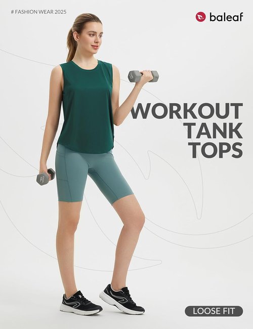 Baleaf Women's Sleeveless Workout Tank Top - High Neck Racerback Design for Yoga & Running | Loose Fit
