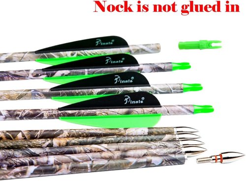 Archery Carbon Hunting Arrows - 28" to 30" Spine 300-400 for Compound & Recurve Bow | Pack of 12