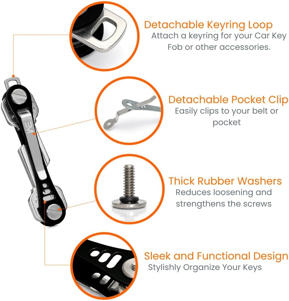 EM Compact Key Holder, Pocket Key Organizer, 14 Keys Key Bar