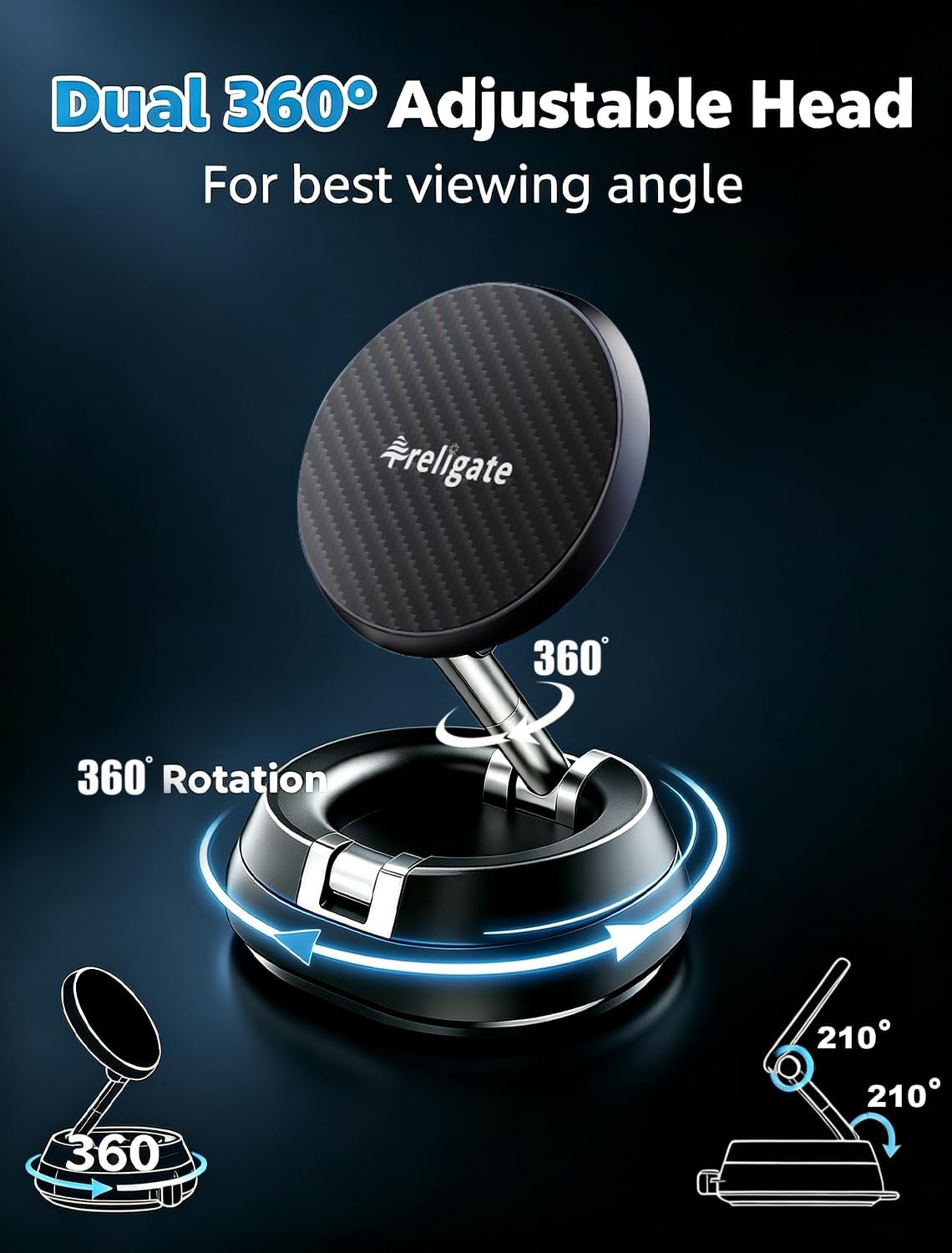 MagSafe Car Mount – Vacuum Suction Cup Phone Holder with Strong Magnet for Dashboard, Windshield, Desk & Gym, Magnetic Phone Mount for iPhone 17/16/15/14 Pro Max (Includes Metal Ring)