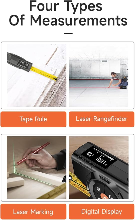 3-in-1 Digital Tape Measure, 196Ft Laser Measurement Tool & Auto Lock Tape