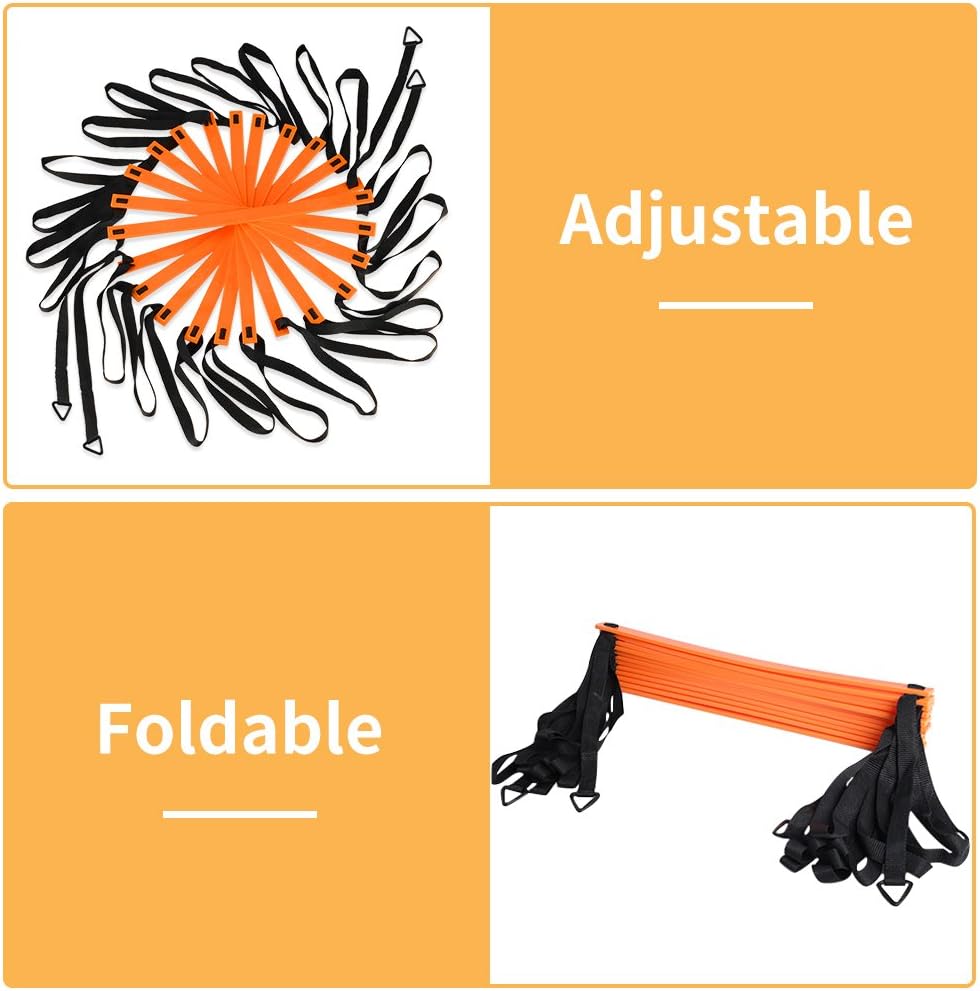 YISSVIC Agility Ladder - 20 Feet with 12 Adjustable Rungs & 10 Cones for Speed Training | Includes Carry Bag & Stakes