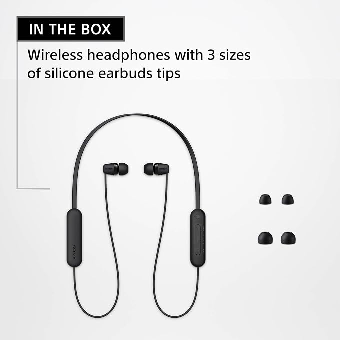 Sony WI-C100 Wireless in-Ear Bluetooth Headphones with Built-in Microphone,Black,(Pack of 2)