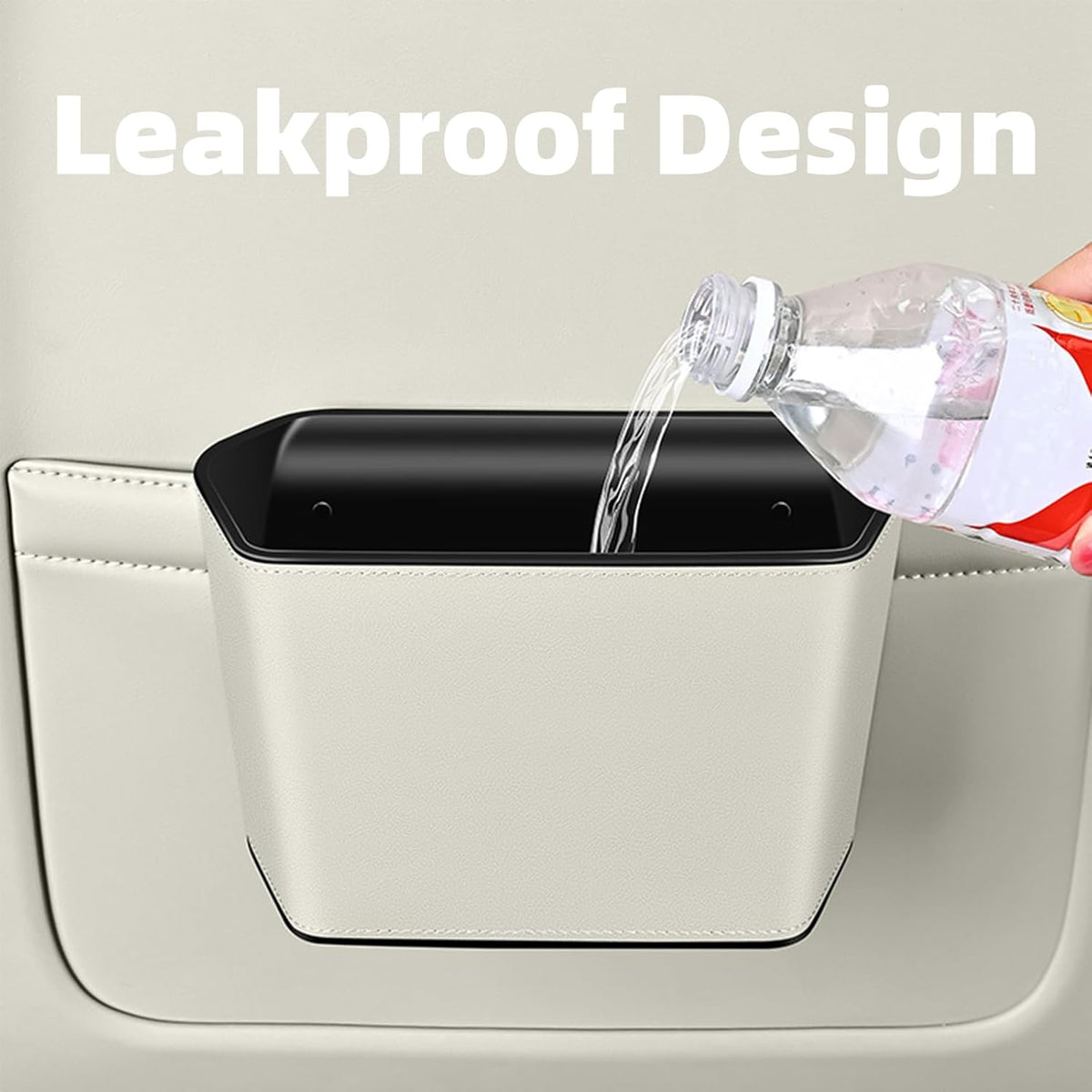 Car Trash Can with Hanging Hook,Portable Leakproof Car Trash Bin for Cars,SUV & Truck,Multipurpose Automotive Garbage Storage Can for Vehicles,Large Capacity,Waterproof,Easy to Clean (Black)