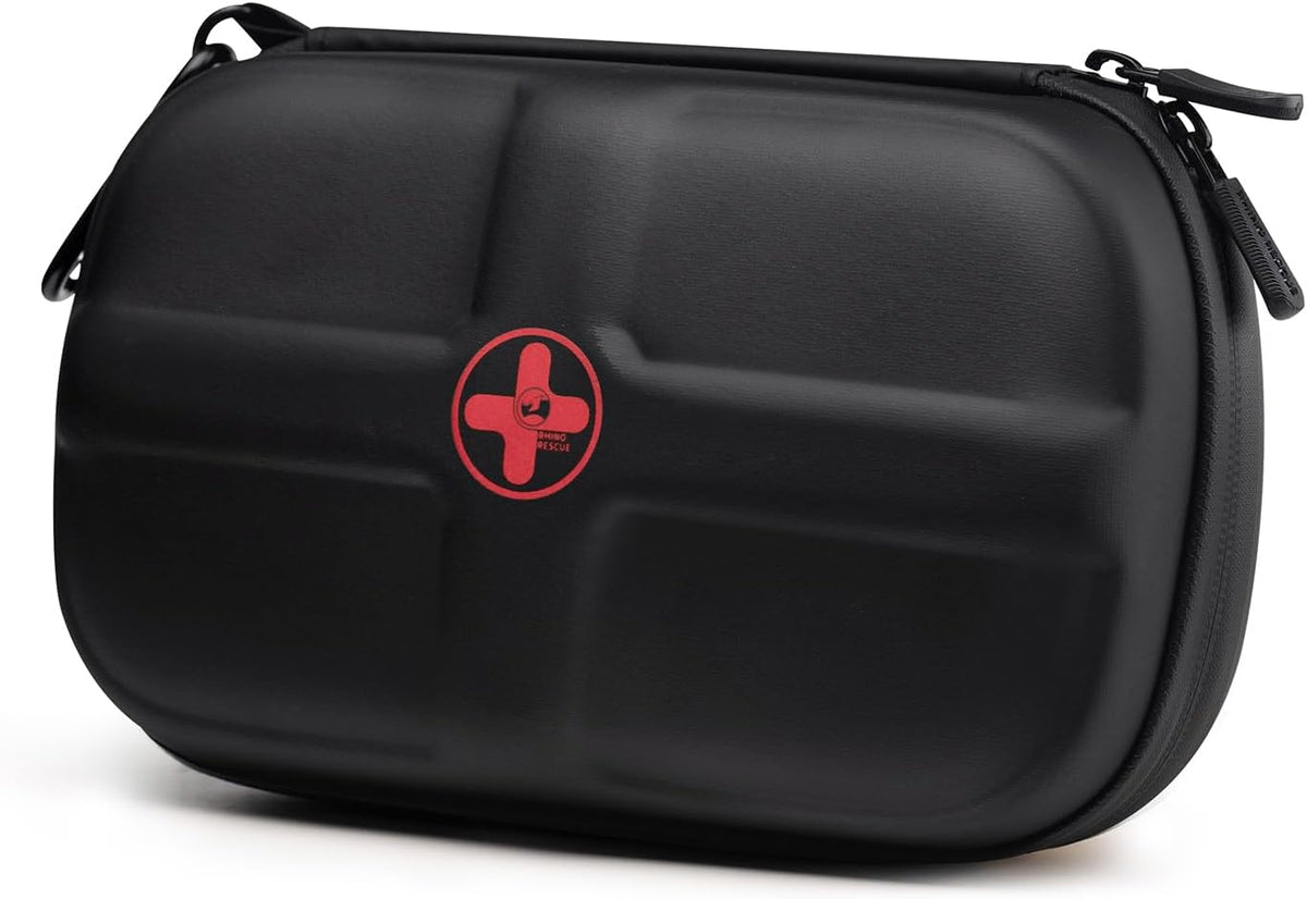 RHINO RESCUE EVA First Aid Kit, Small Waterproof Backpack Emergency Hiking First Aid Kit for Backpacking, Medical Kit for Travel, Home, Car, College Dorm, Camping, Boat, Back to School (Black)