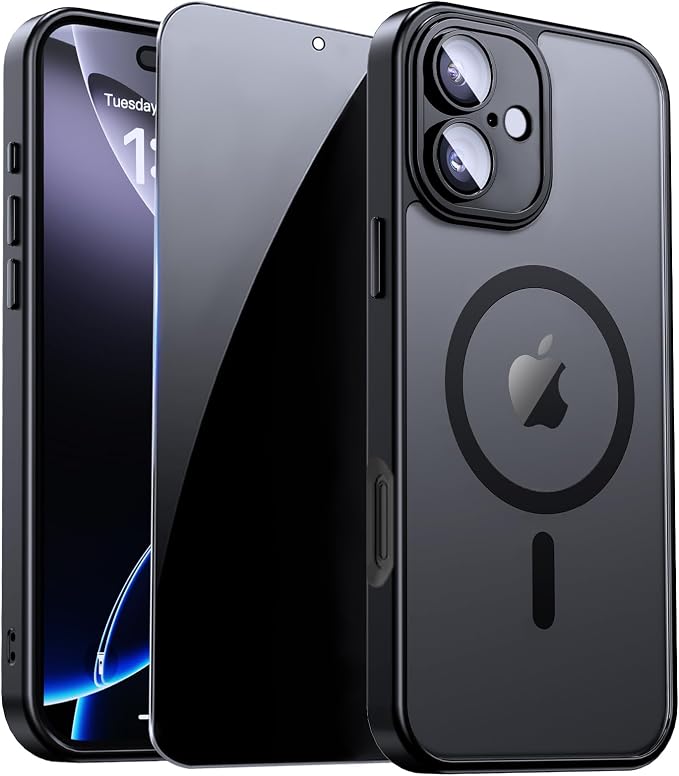 for iPhone 16 Plus Case with Privacy Screen Protector and Camera Protection