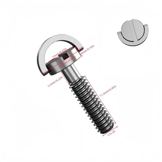 4 Pack Stainless Steel D-Ring 1/4-20 Tripod Screw Adapter, Camera Fixing Screws