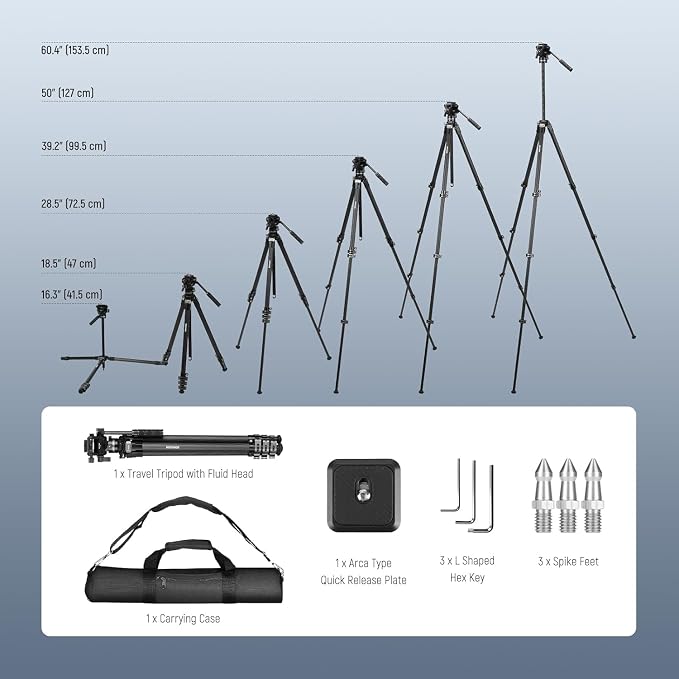 NEEWER 60.4" Travel Tripod Carbon Fiber