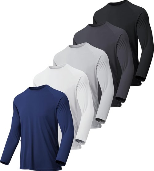 MLYENX Long Sleeve Men's Shirts - UPF 50+ UV Protection, Quick Dry & Moisture Wicking | 7 Pack