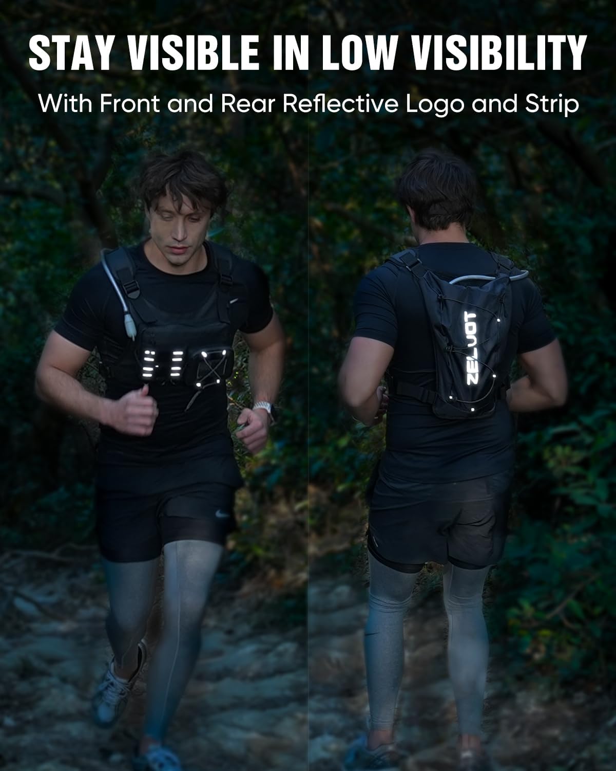 Zelvot Hydration Backpack - Lightweight Running Vest with 2L Water Bladder & Reflective Gear Holder | Ideal for Marathons