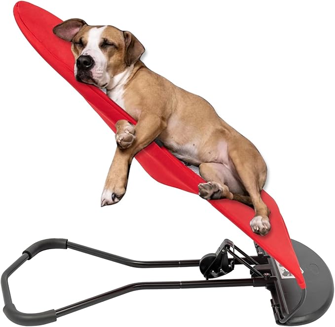 Pet Rocking Chair for Small Dogs & Cats, Portable Foldable Pet Rocker with 3-Level Height Adjustment & 33lbs Capacity, Washable Breathable Indoor/Outdoor Fur Baby Bouncer Bed (Red)