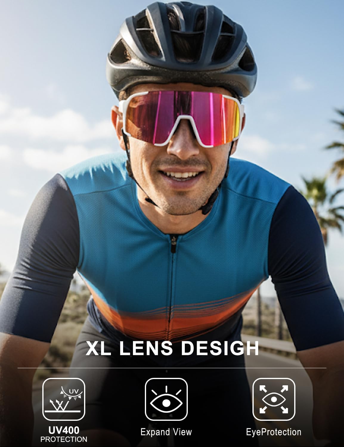OULAIQI Sports Sunglasses - UV Protection Cycling Glasses for Men & Women | Ideal for Running, Softball, Hiking