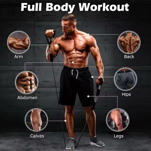 E.Z.D Resistance Bands Set: Exercise Bands with Handles, Door Anchor, Ankle Straps for Heavy Resistance Training, Physical Therapy, Muscle Training, Yoga, and Home Workouts.