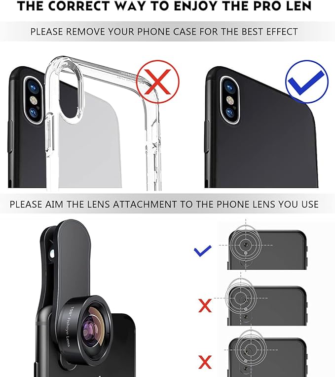 KEYWING Fisheye Lens 198° Fish Eye Phone Camera Lens Kit