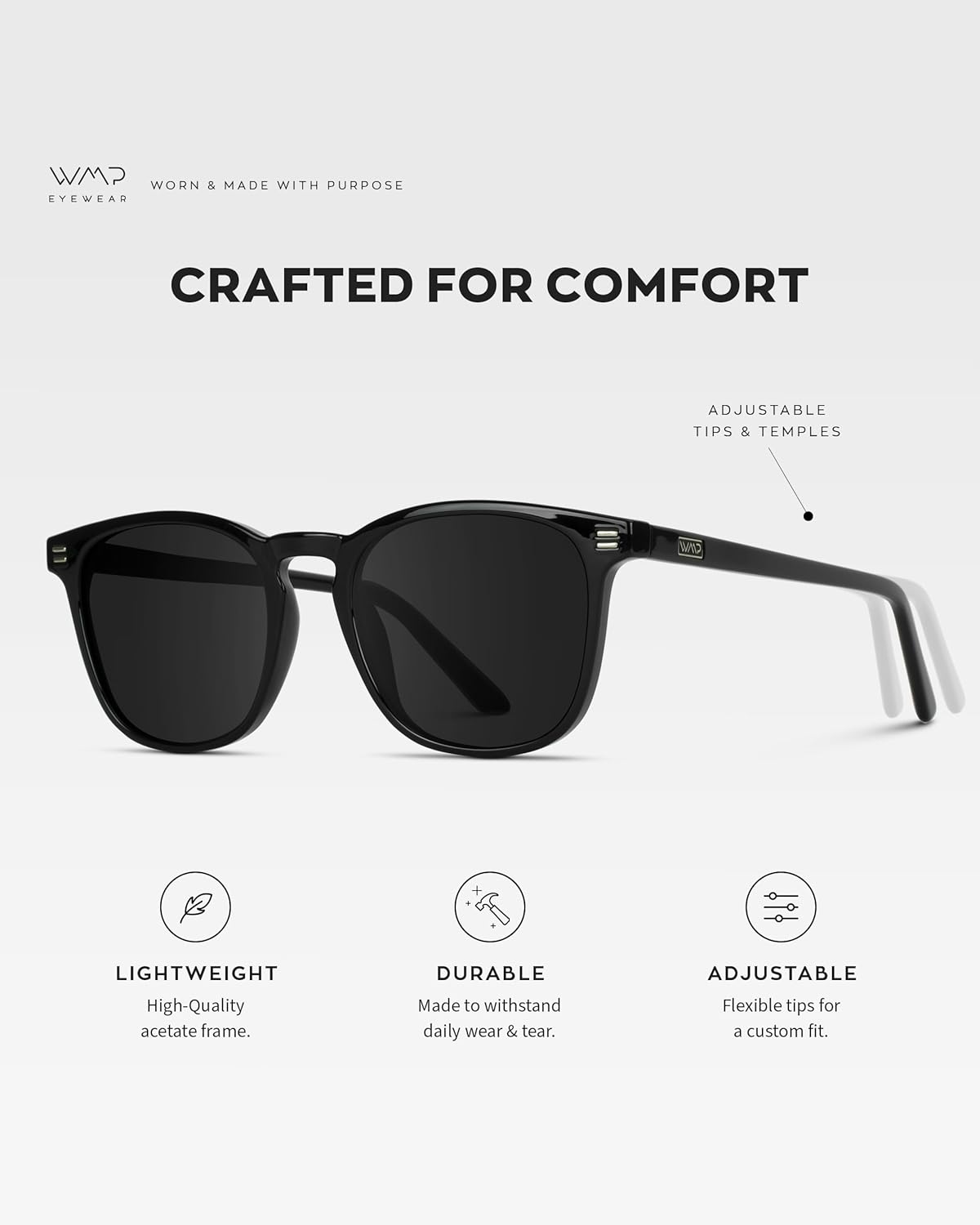 WearMe Pro WMP Eyewear - Men's Polarized Modern Rounded Square Sunglasses | UV Protection
